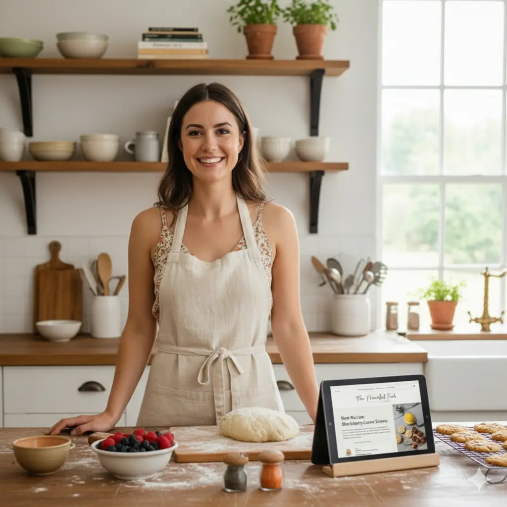 Anna, smiling in the kitchen
