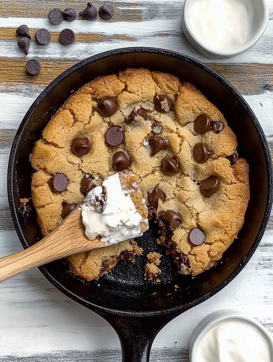 Chewy Gooey Chocolate Chip Skillet Cookie