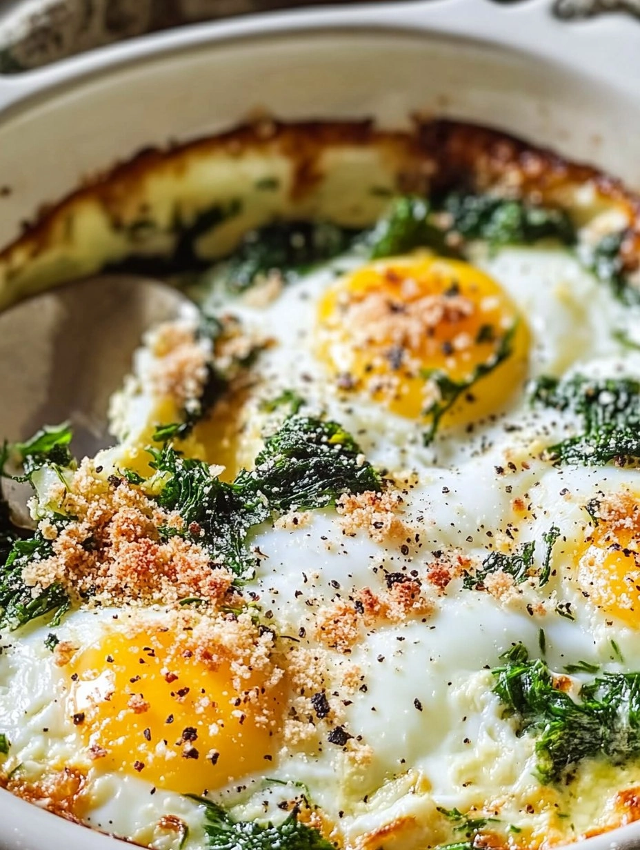 Easy Baked Eggs Florentine