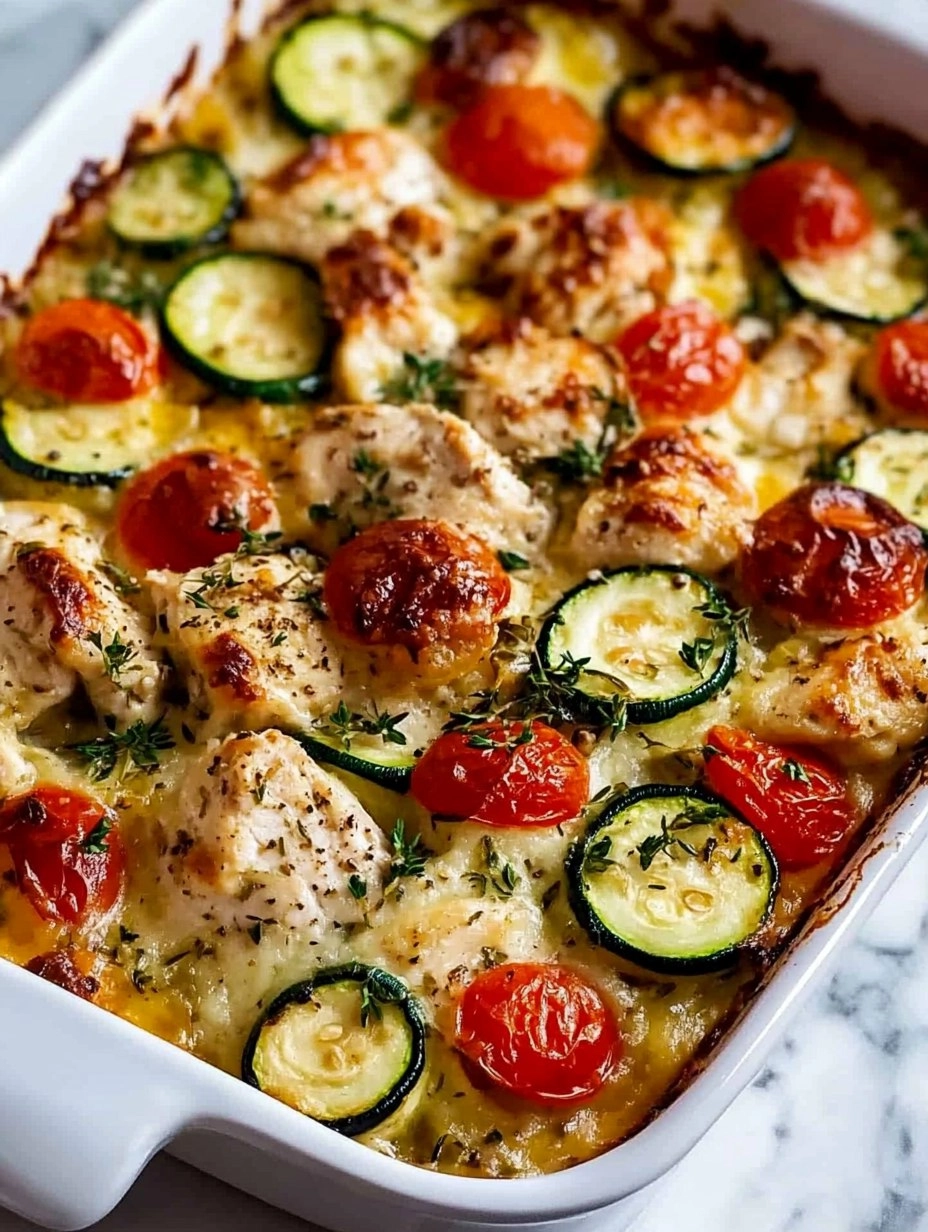 Mediterranean Chicken Zucchini Bake