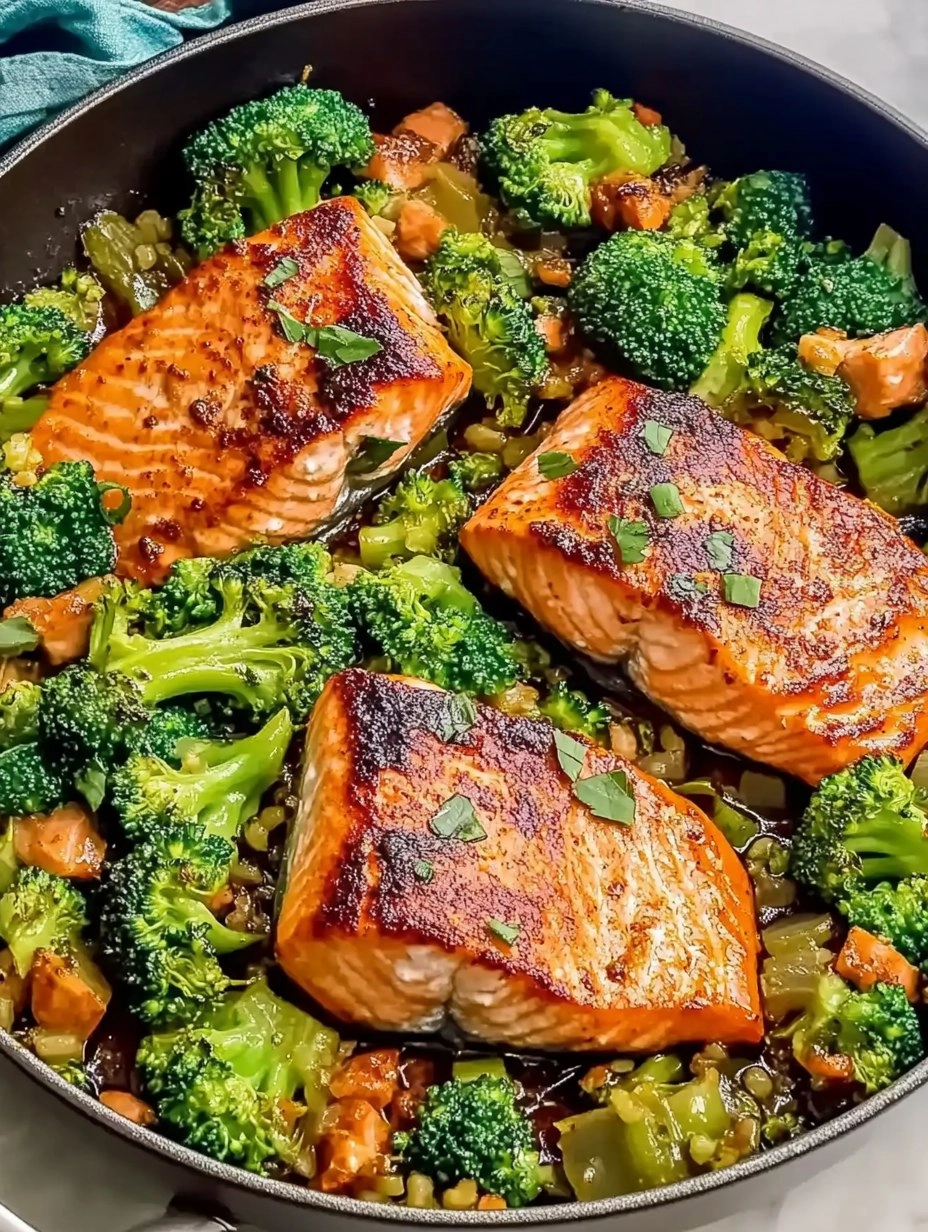 One-Skillet Garlicky Salmon & Broccoli 100 One-Skillet Garlicky Salmon & Broccoli