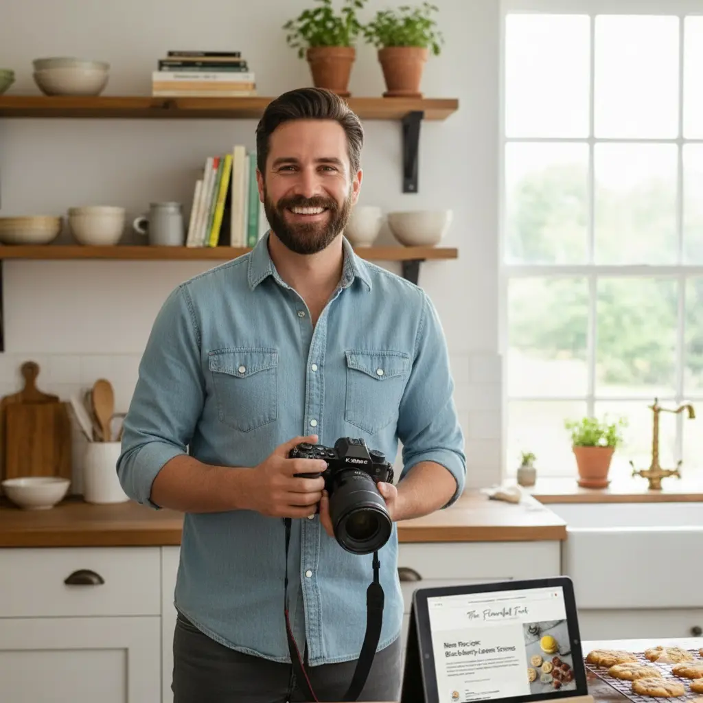 Peter, smiling in the kitchen
