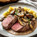 Pink Roasted Steak with Mushroom Sauce 118 Pink-Roasted-Steak-with-Mushroom-Sauce-Recipe