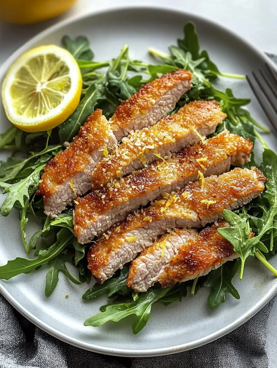 Pork Milanese with Lemon Parmesan Arugula