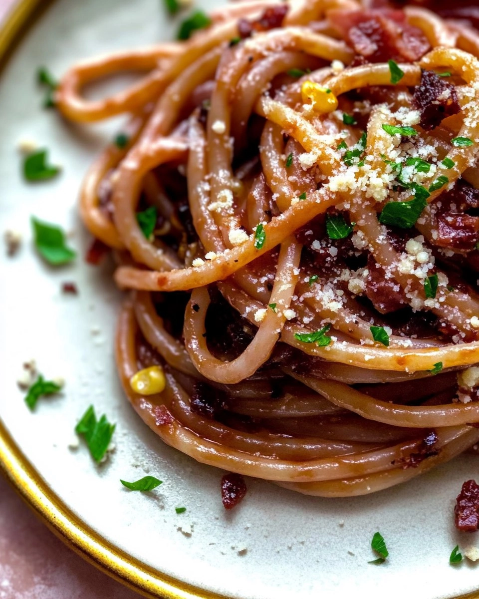 Red Wine Bucatini with Pancetta