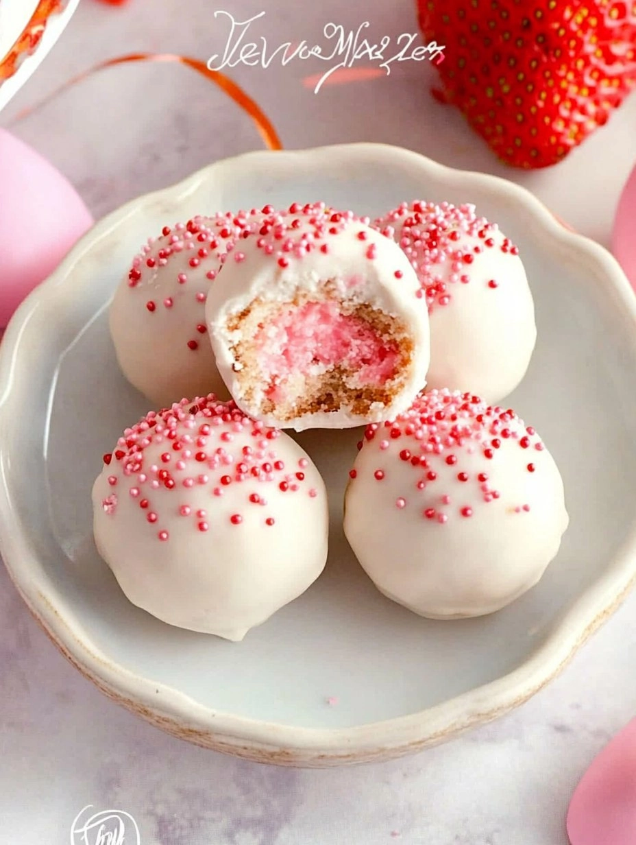 Valentine Strawberry Cake Truffles