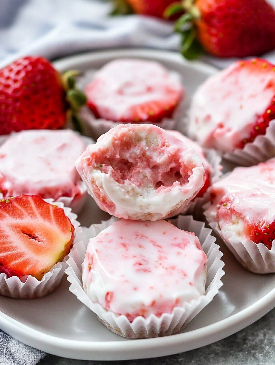 Valentine strawberry yogurt bites