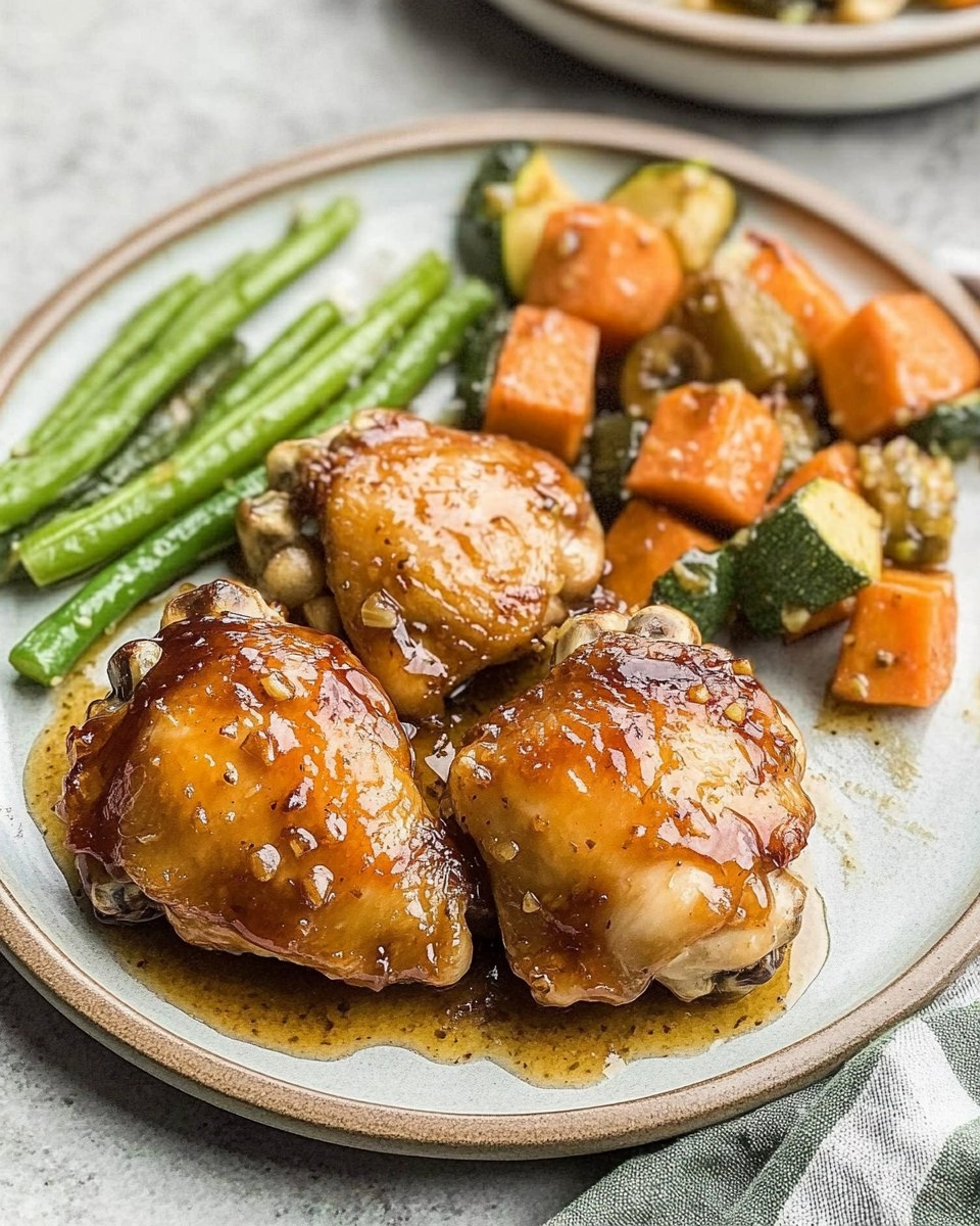 Baked Honey Garlic Chicken Thighs with Veggies