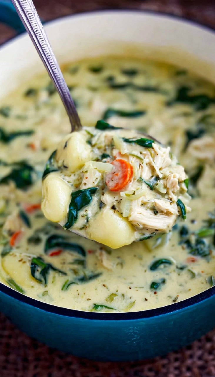 Creamy Chicken & Gnocchi Soup with Spinach