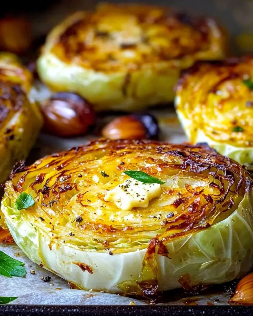 Crispy-Roasted-Parmesan-Cabbage-Steaks-with-Garlic-Herb-Butter-Recipe