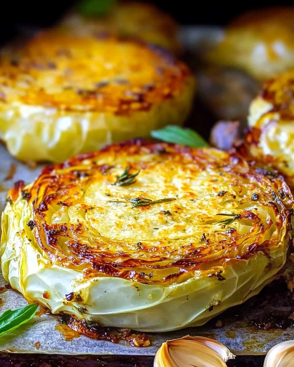 Crispy Roasted Parmesan Cabbage Steaks with Garlic Herb Butter