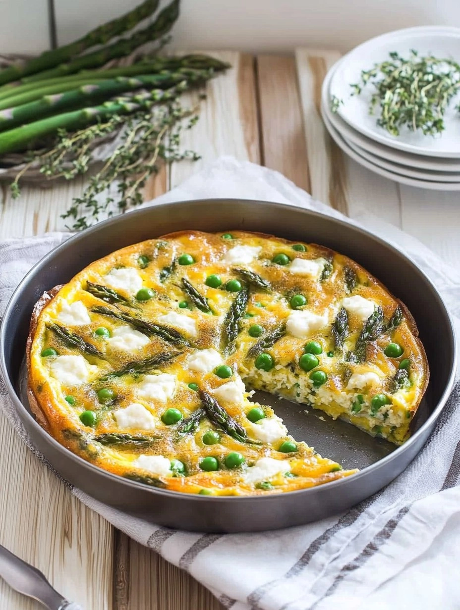 Herb & Goat Cheese Frittata with Asparagus and Peas
