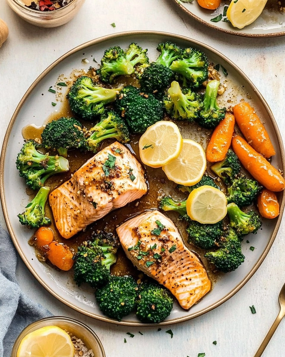 Honey Garlic Sheet-Pan Salmon with Broccoli & Carrots 112 Honey Garlic Sheet-Pan Salmon with Broccoli & Carrots