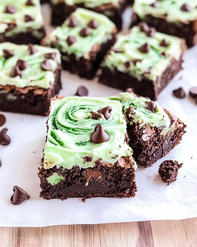 Mint-Chocolate-Chip-Brownies-with-Green-Swirl-Frosting-Recipe