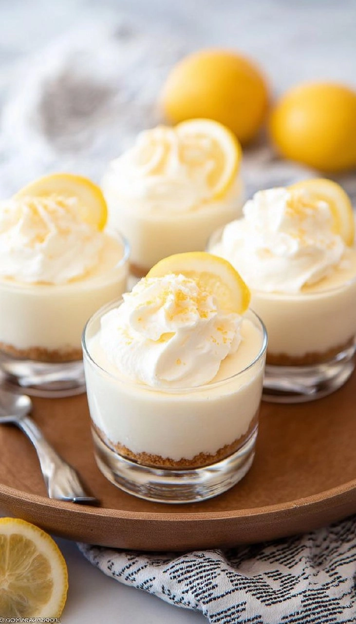 No-Bake Lemon Cheesecake Cups with Vanilla Cookie Crust