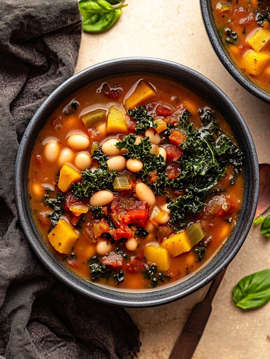 One-Pot Creamy Tuscan White Bean & Kale Soup