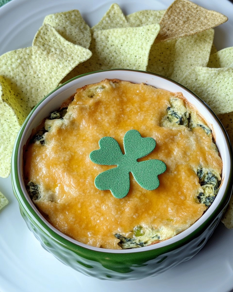 Shamrock-Spinach-Artichoke-Dip-with-Green-Tortilla-Chips