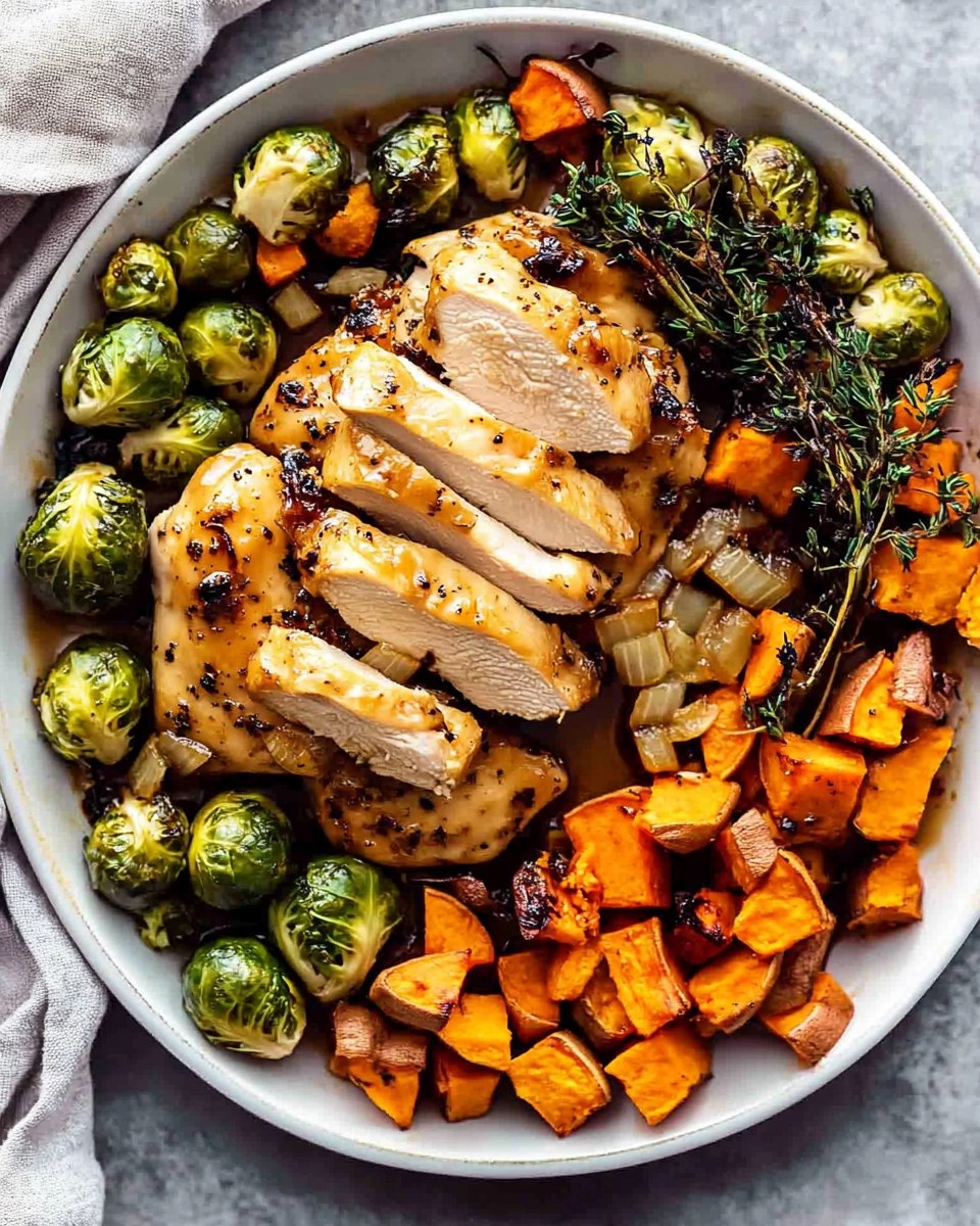 Sheet-Pan Maple Dijon Chicken with Brussels Sprouts & Sweet Potatoes