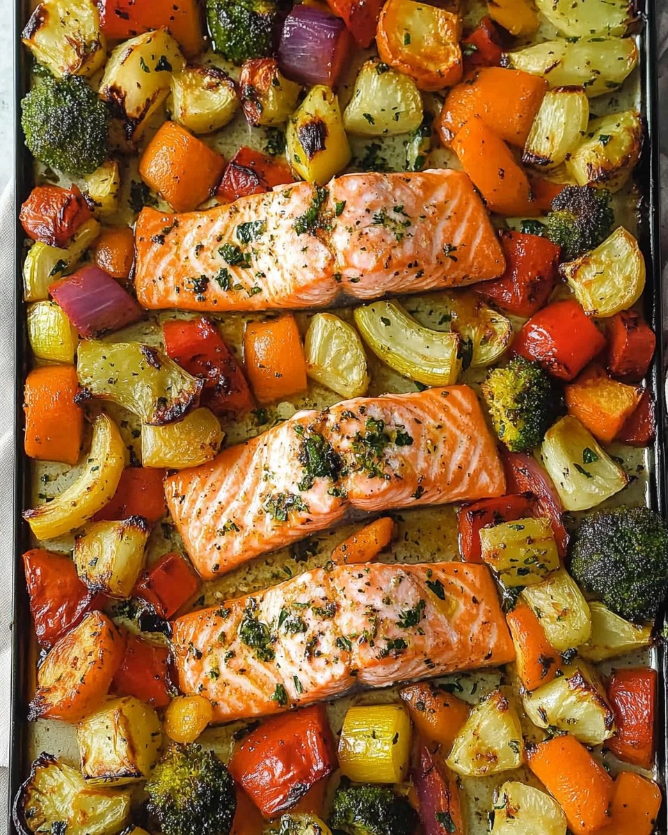 Sheet Pan Salmon Baked Salmon With Roasted Vegetables Recipe