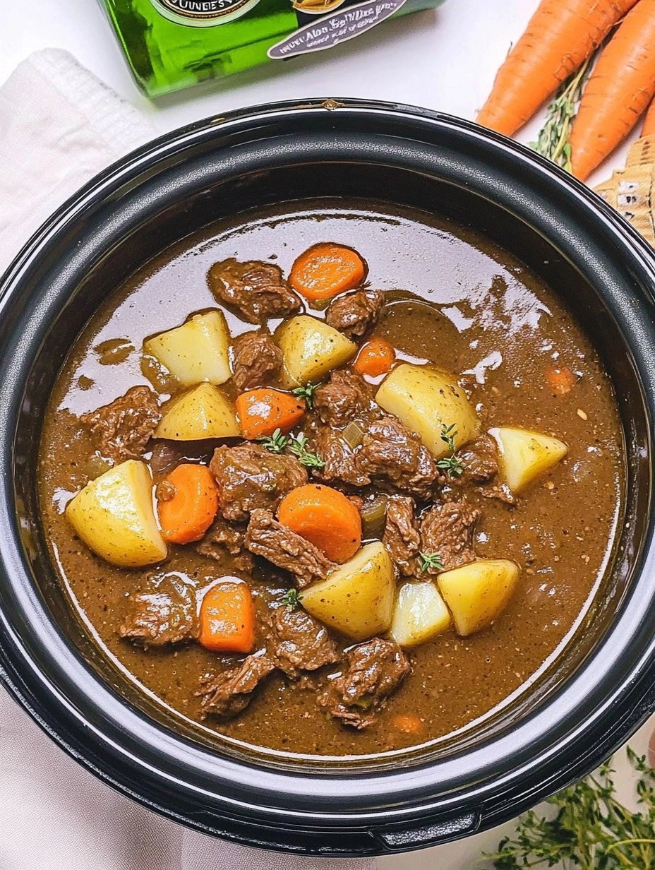 Slow Cooker Guinness Beef Stew with Potatoes & Carrots