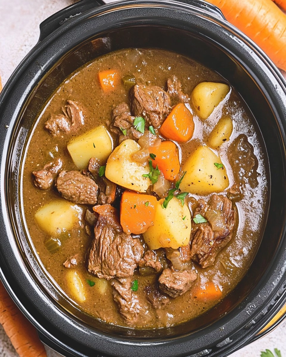 Slow Cooker Guinness Beef Stew with Potatoes & Carrots