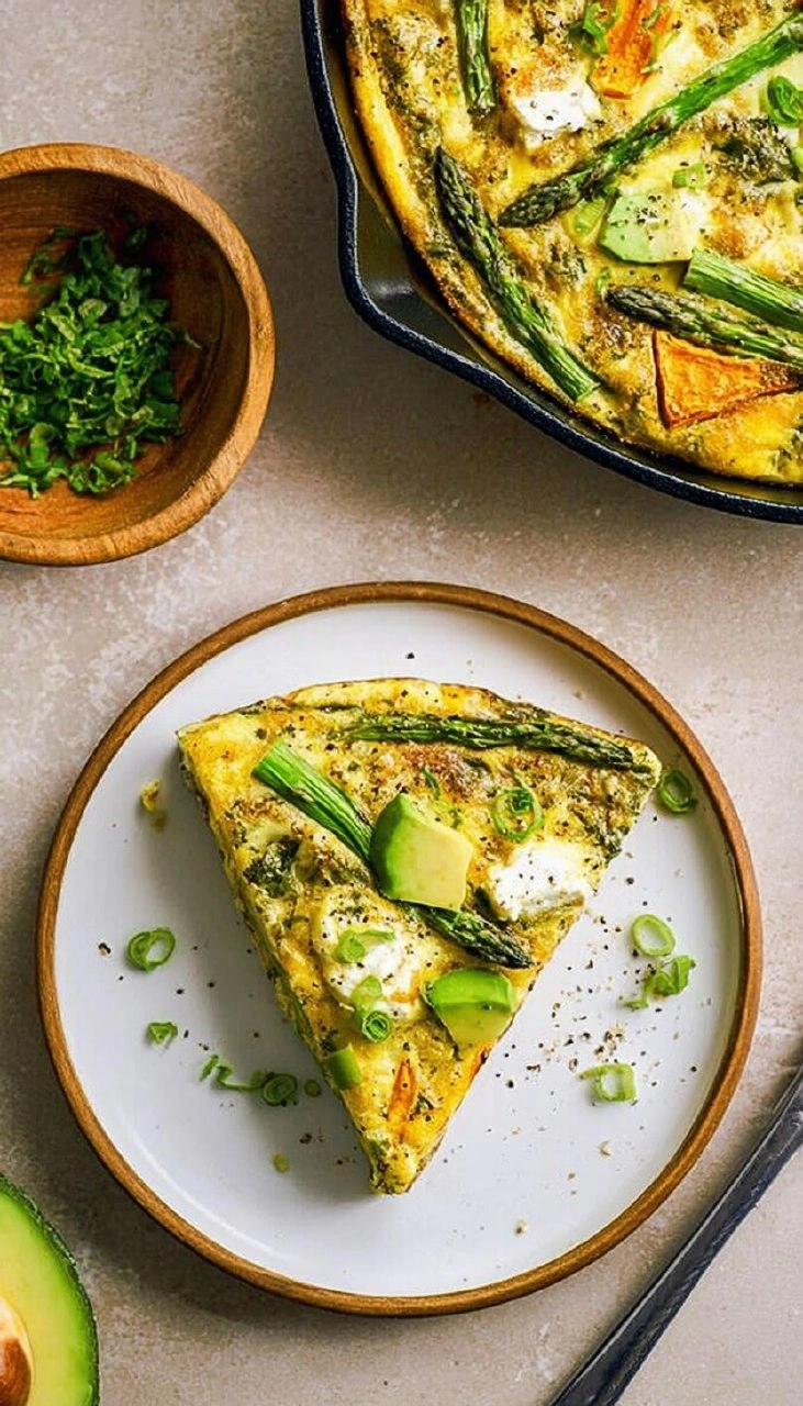 Asparagus Frittata with Goat Cheese & Sweet Potatoes