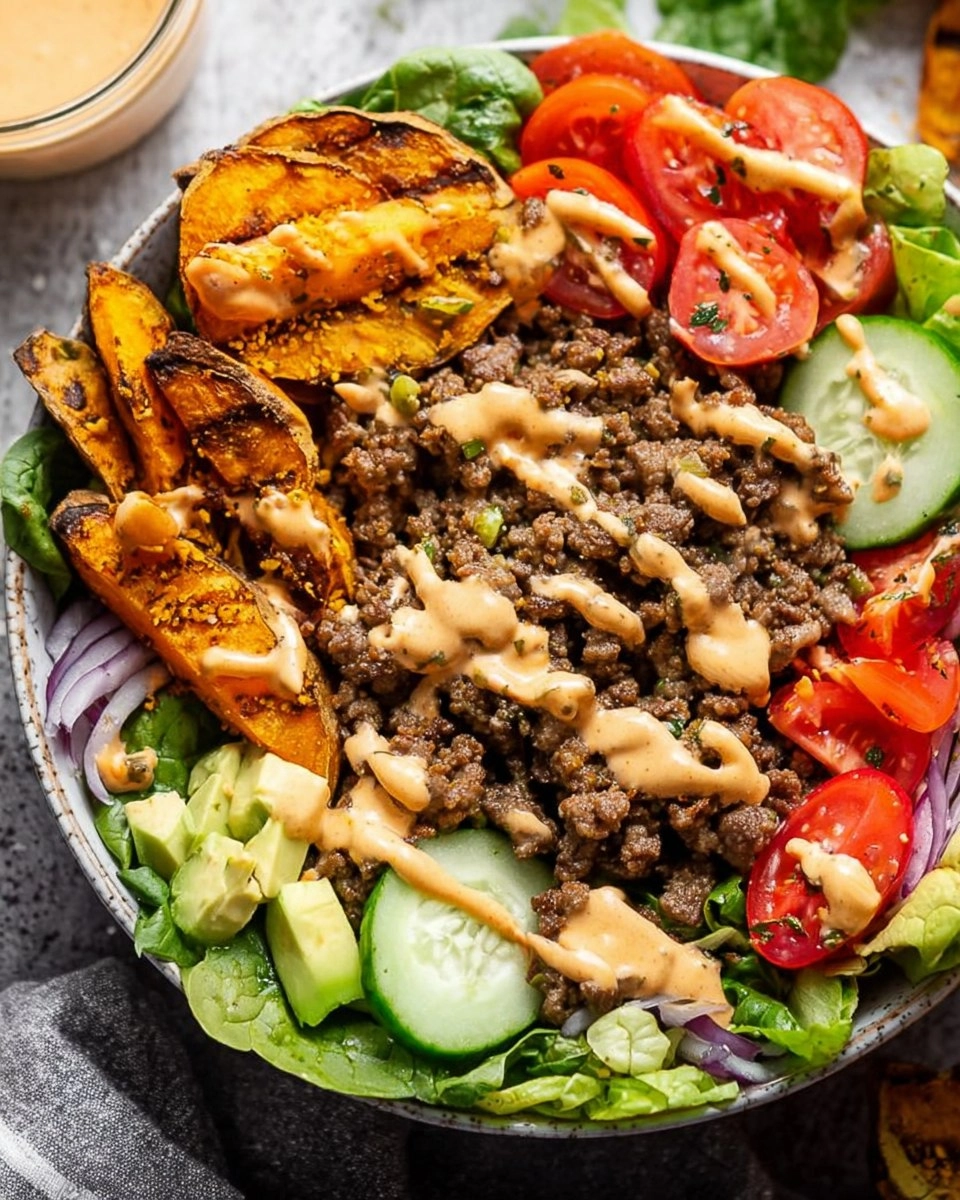 Burger Bowls with Chipotle Ranch Sweet Potato Fries 114 Burger Bowls with Chipotle Ranch Sweet Potato Fries