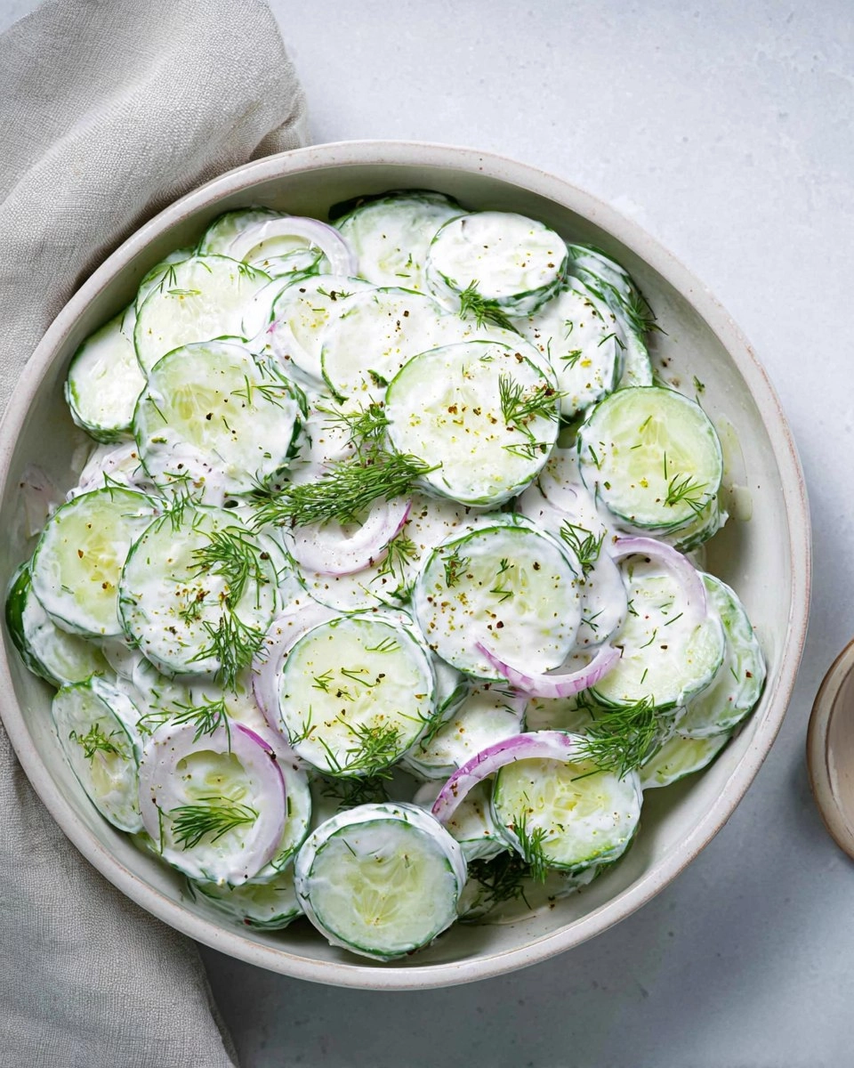 Creamy Cucumber Salad with Sour Cream & Dill