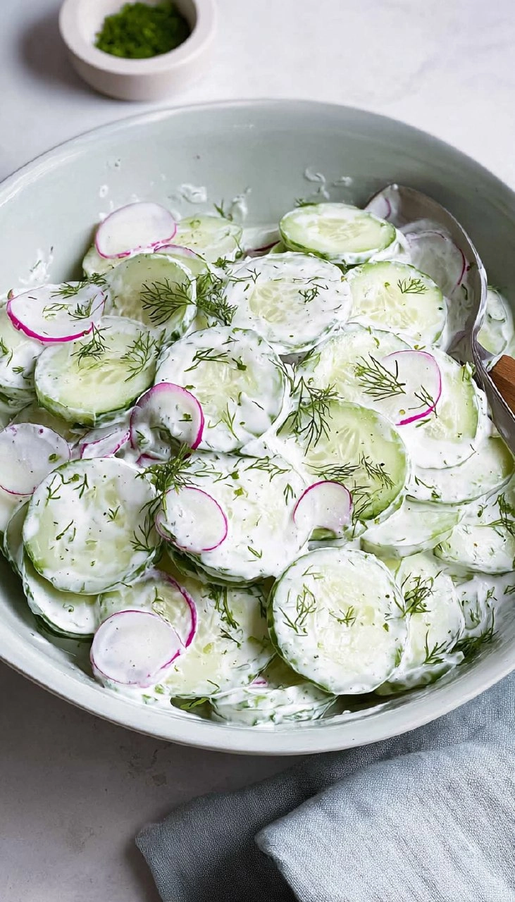 Creamy Cucumber Salad with Sour Cream & Dill