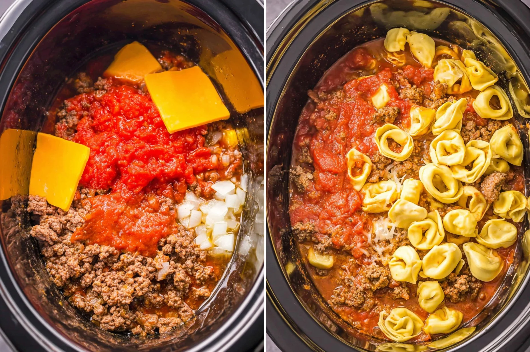 Crockpot Bacon Cheeseburger Tortellini