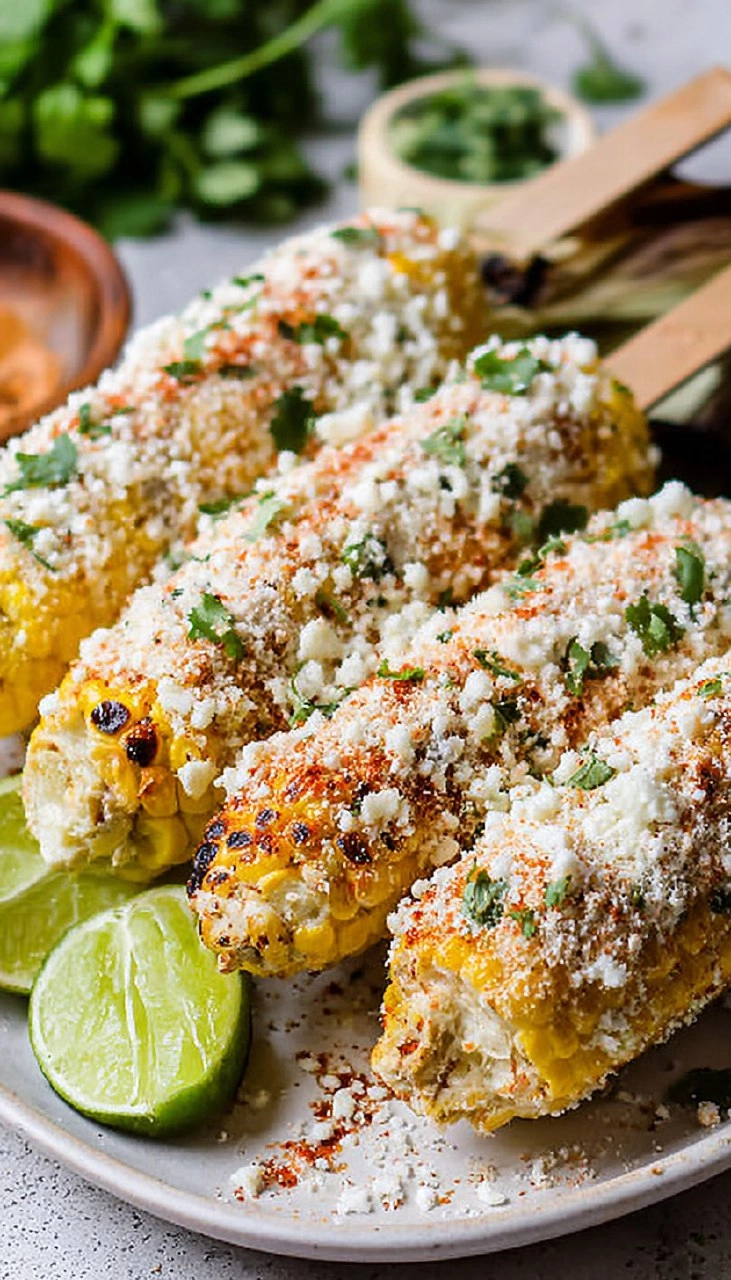 Elote | Grilled Mexican Street Corn with Cotija Cheese & Chili Lime