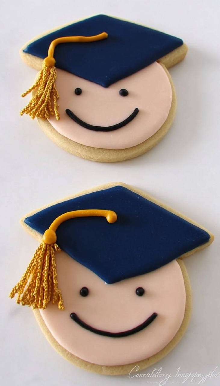 Graduation Cap & Diploma Sugar Cookies