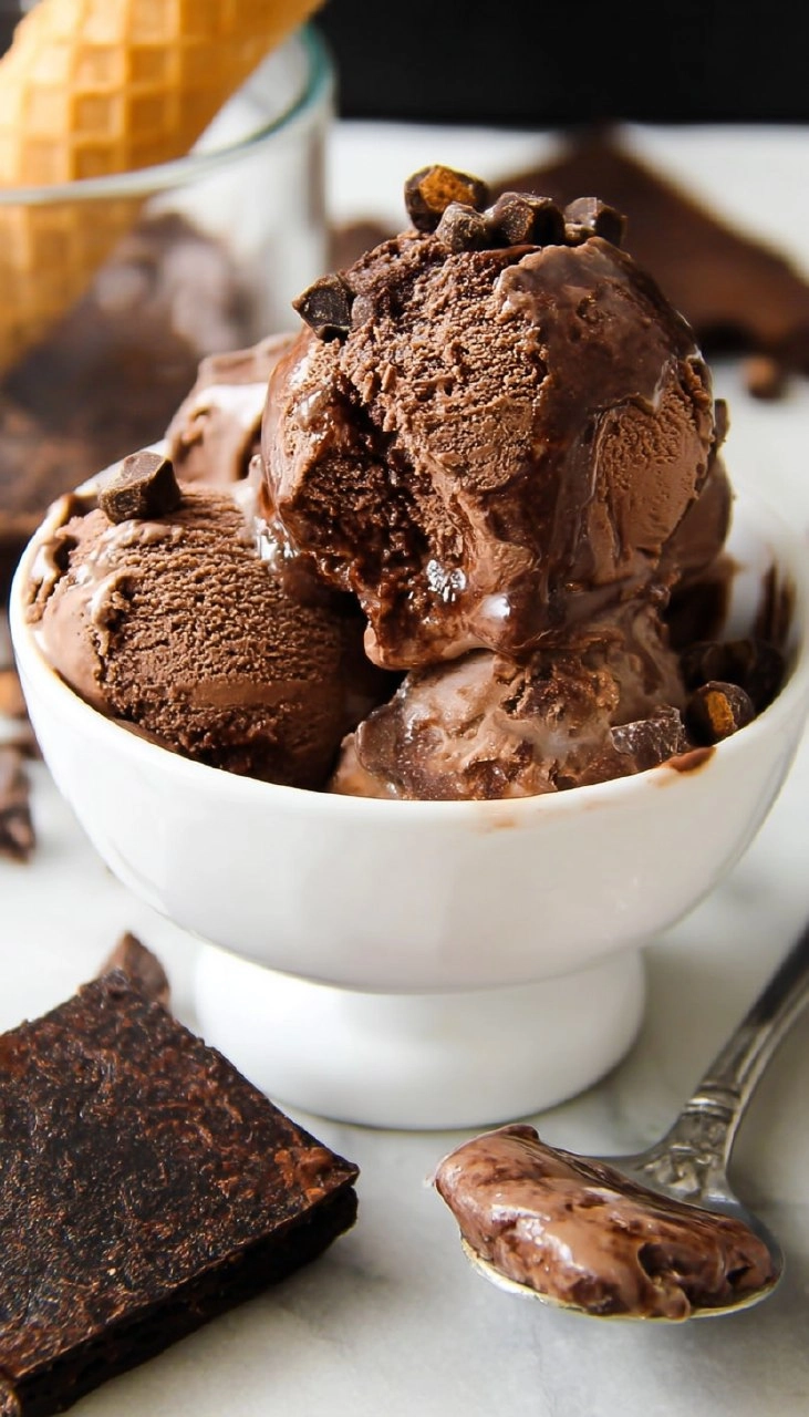 No Churn Chocolate Fudge Brownie Ice Cream