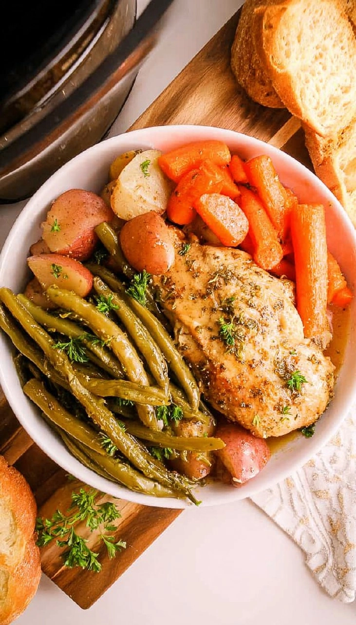 Slow Cooker Garlic Butter Chicken and Vegetables