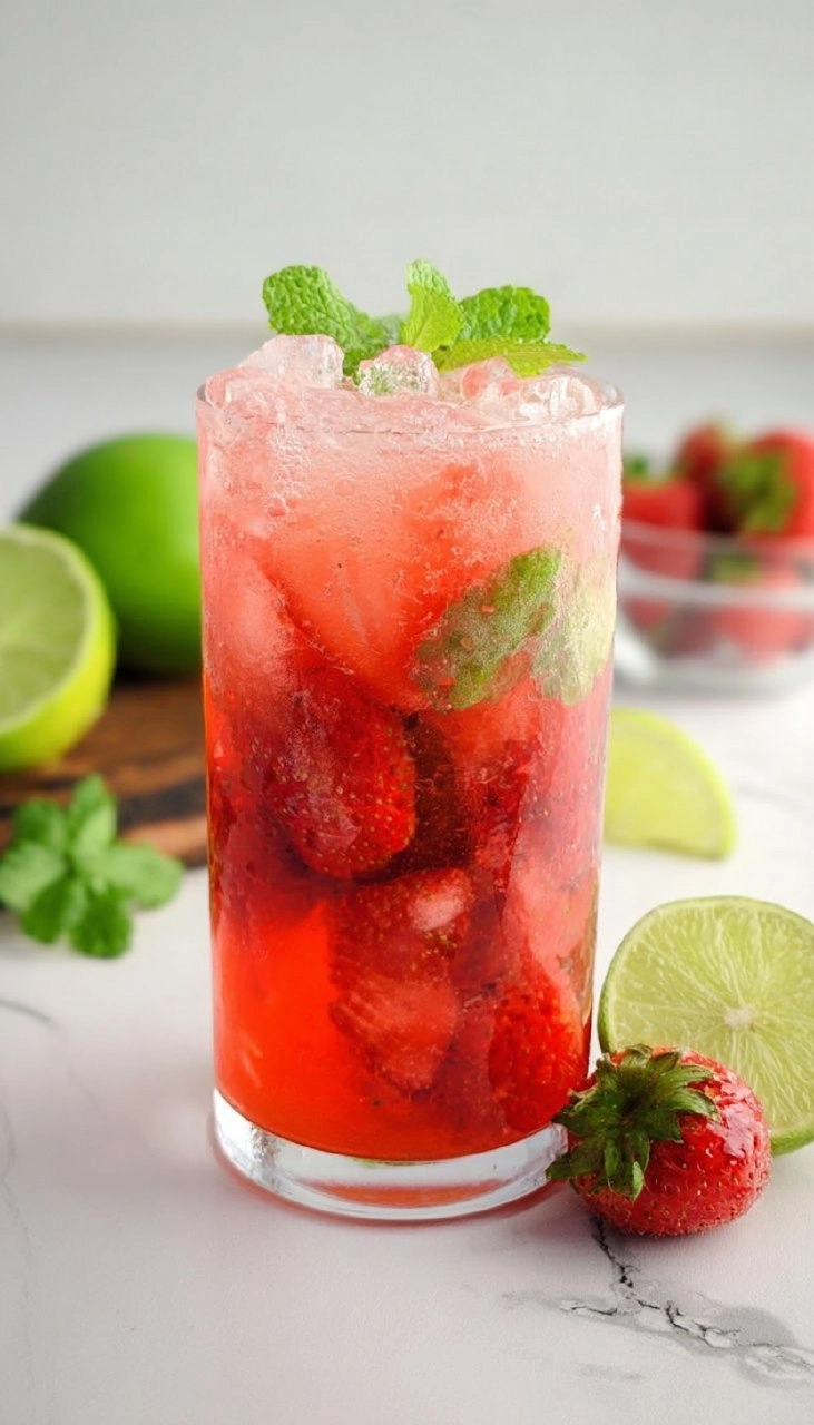 Virgin Strawberry Mojito Mocktail 65 Virgin Strawberry Mojito Mocktail
