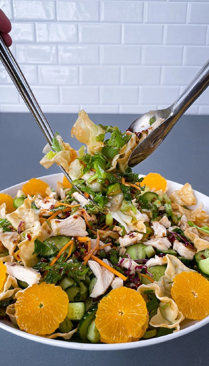 Asian Wonton Chicken Salad