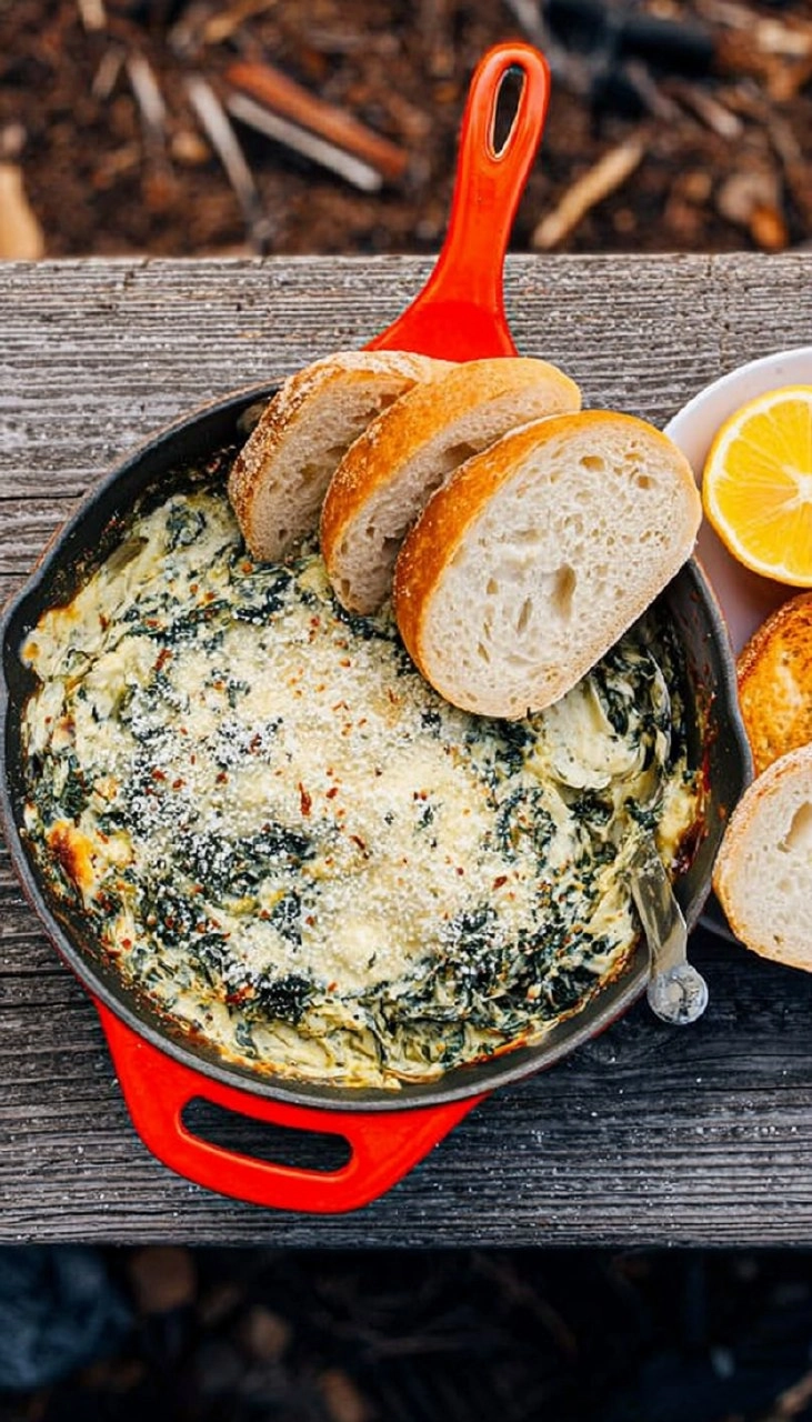 Campfire Spinach Artichoke Dip