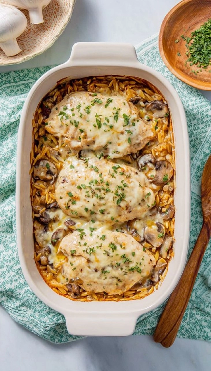 Creamy Chicken Orzo Bake