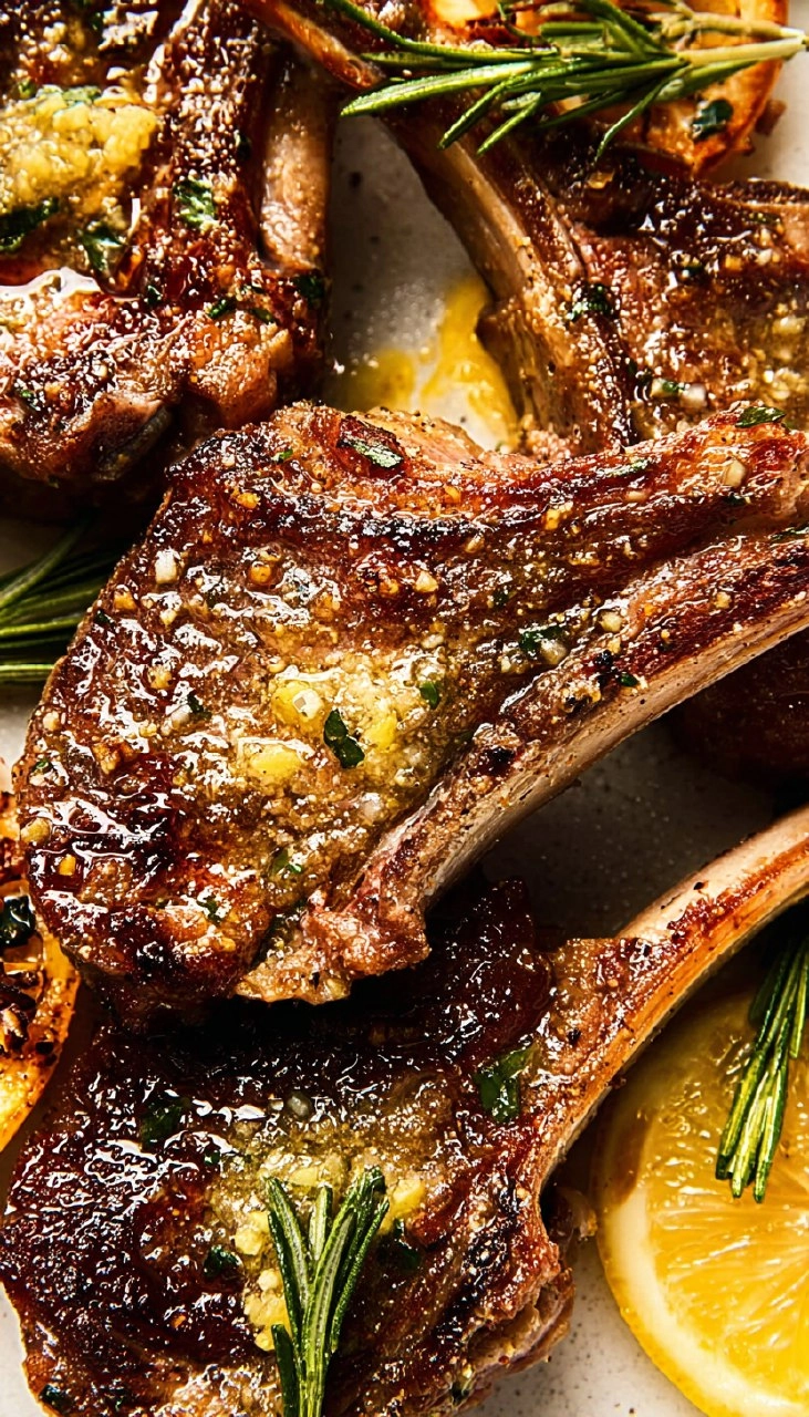 Garlic Rosemary Lamb Chops with Lemon Butter