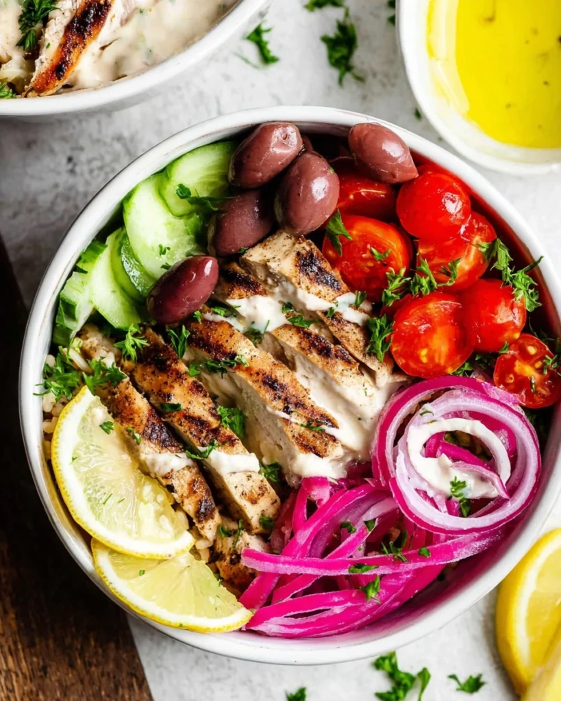 Greek-Chicken-Bowls-with-Lemon-Garlic-Tahini-Sauce-Healthy-Mediterranean-Bowls-Recipe
