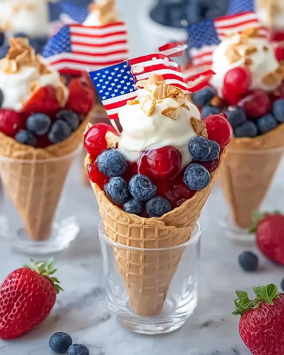 No-Bake 4th of July Patriotic Fruit Cones