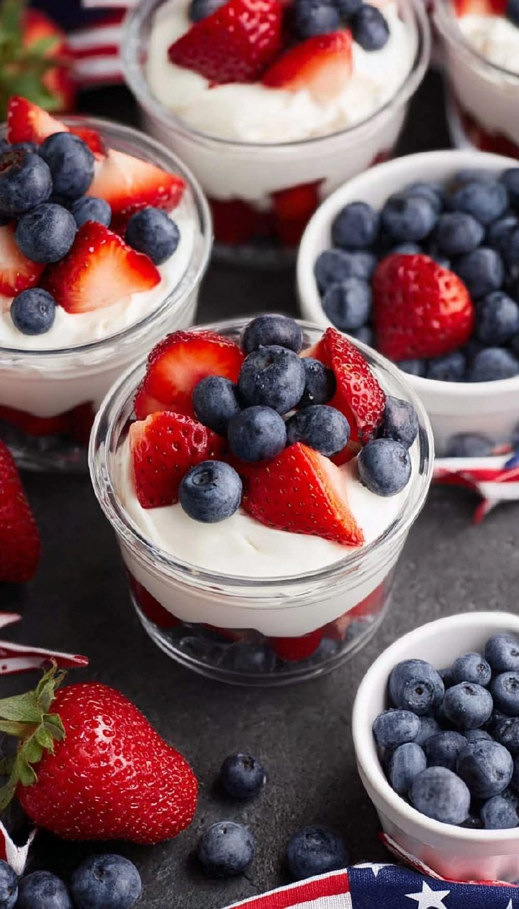 Red, White and Blue Fruit Cups