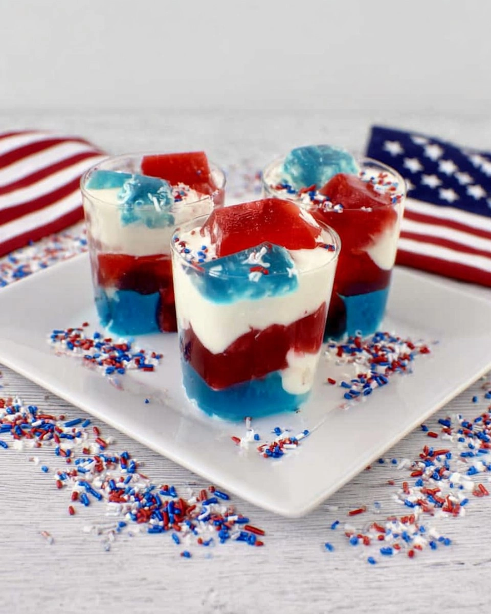 Red, White, and Blue Jello with Cream