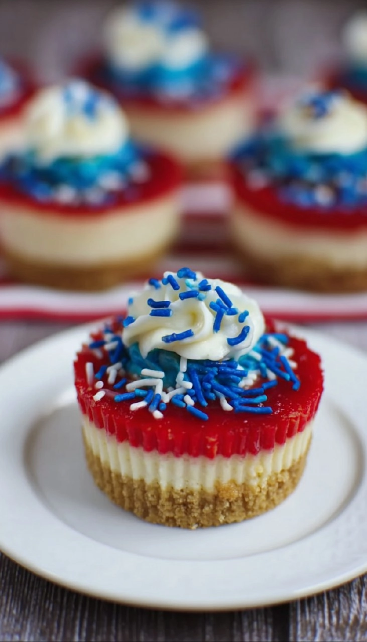 Red, White and Blue Mini Cheesecakes