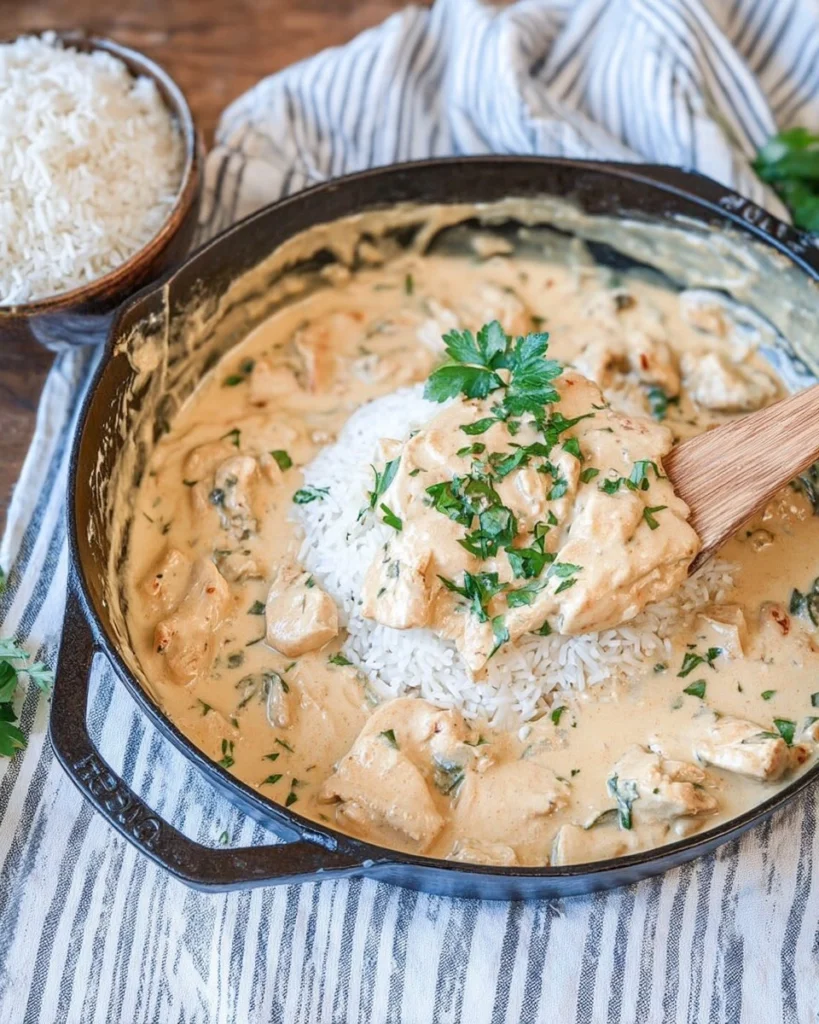Creamy-Smothered-Chicken-and-Rice-Recipe