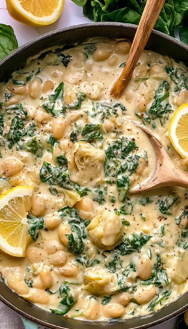 Creamy Spinach Artichoke Butter Beans