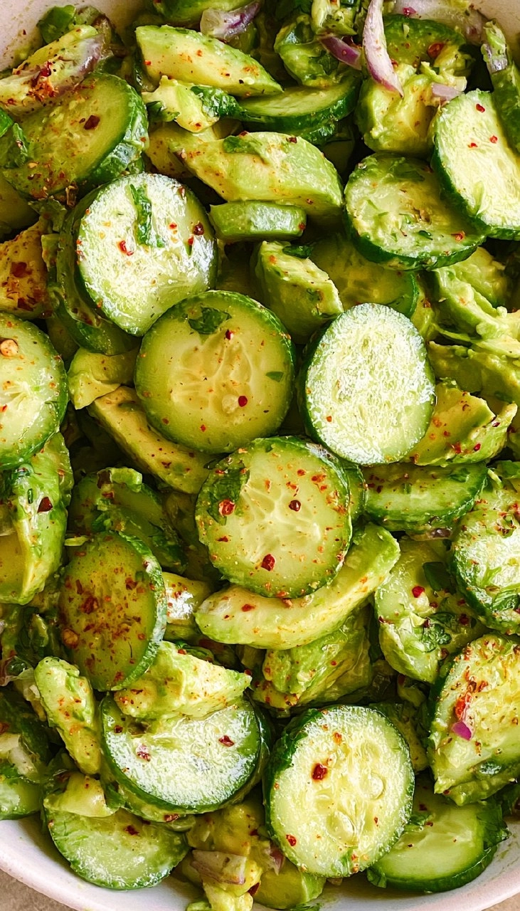 Cucumber Avocado Salad (Creamy, and Ready in 10 minutes)