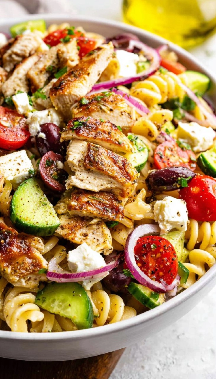 Greek Chicken Pasta Salad (Healthy, High Protein, Easy Meal Prep)