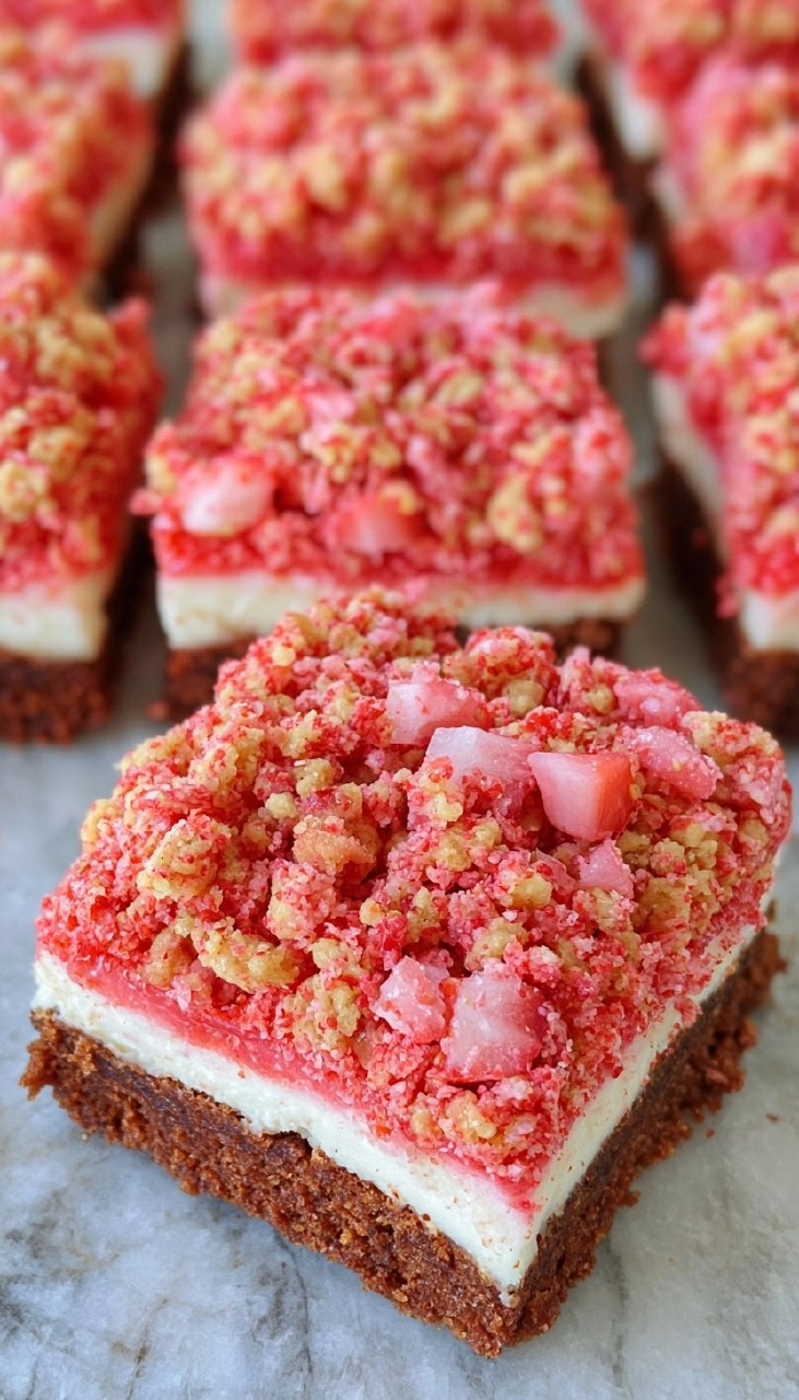 Strawberry Crunch Cheesecake Brownies