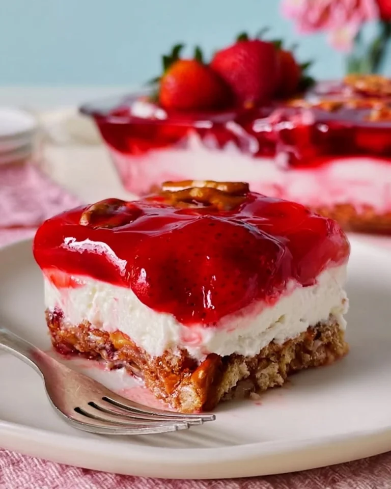 Strawberry-Pretzel-Salad-Sweet-No-Bake-Potluck-Dessert-Recipe